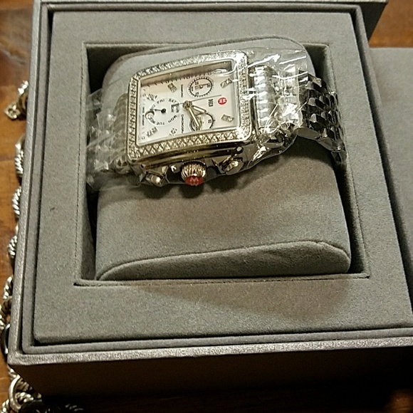 Michele 18mm Silver Diamond Deco Watch - Picture 2 of 5